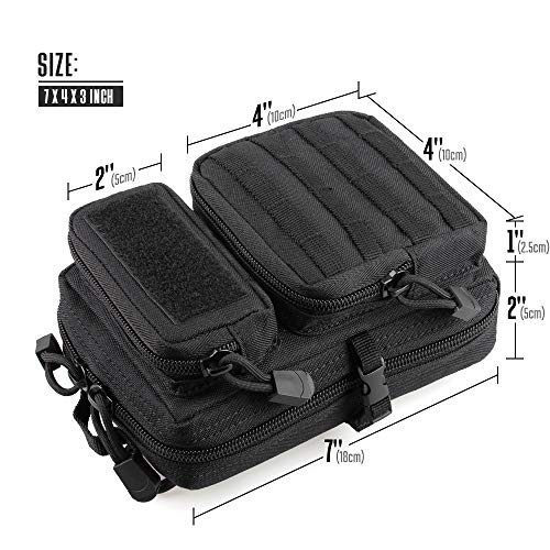 LIVANS Tactical Molle Utility Pouch, EDC Tool Pouch Tactical Phone Pouches Mini Waist Pouches Medical EDC IFAK Pack Mini Design of 3-Day Backpack - color: Black