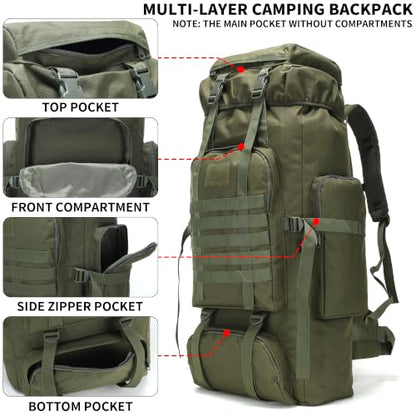 Hiking Backpack for Men 70L/100L Camping Backpack Military Rucksack Molle 3 Days Assault Pack for Climbing | Camping Backpack - color: 70l-olivegreen