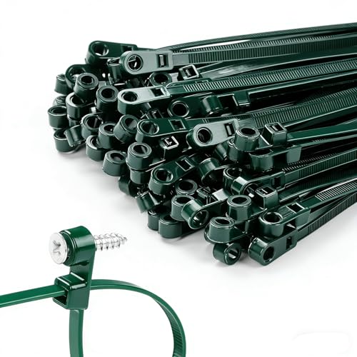 200 PCS 6 inch Green Zip Ties with Screw Hole 70lbs Mountable head Cable Ties Straps Multipurpose Heavy Duty Nylon Cable Zip Ties with Screw Mounting Hole - color: Green, size: 6 Inch (200PCS)