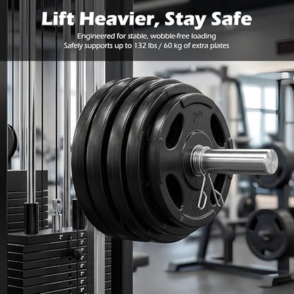 Weight Stack Pin Extender, Ø 10 mm Steel Gym Pin, Strength Training Weight Loading Pin with Spring Clip Collar, for Commercial Gym Cable Machine & Home Gym, 132 lbs Load Bearing