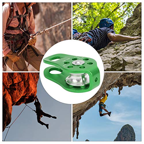 20KN Outdoor Climbing Pulley, Aluminum Side Swing Pulley, Climbing Pulley for Climbing Aloft Work Rappelling Rescue - size: Green