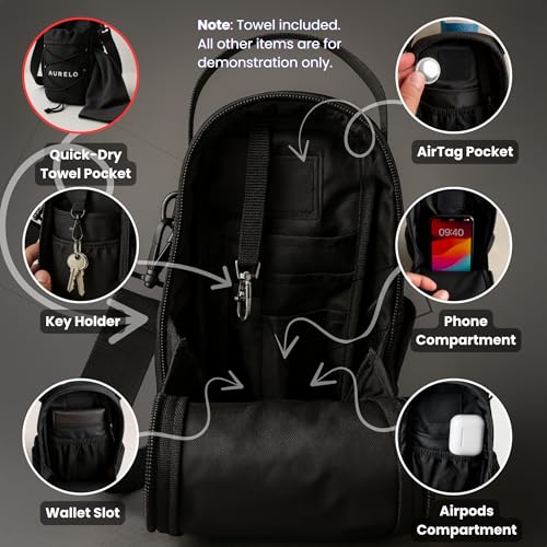 Magnetic Gym Bag for Men & Women – Small Gym Bag with Rack Attachment, Water Bottle Holder (Up to 40oz), Compact Workout Bag Keeps Gear Off Floor, Quick-Dry Towel Included