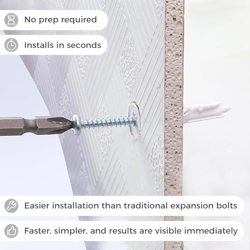 8# 100PCs Self Drilling Drywall Anchors Kit - 75LBs Heavy Duty Plastic Drywall Hangers with 50 Self-Tapping Screws - Mounting Hardware for Sheetrock Anchors