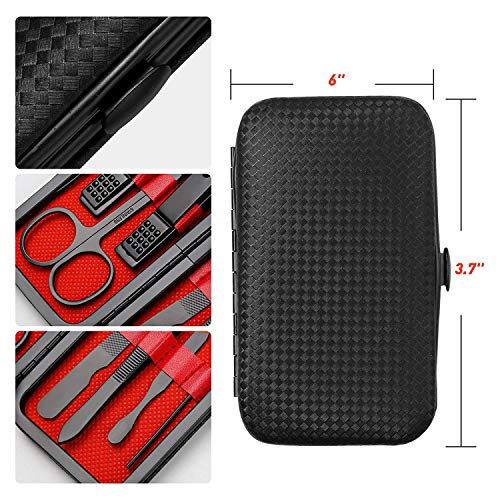 Manicure Set Pedicure Kit Womens Nail Clippers Set 32 in 1 Professional Grooming Care Tools Nail Kit Including Facial, Fingernails and Toenails Care with Travel Case Women (Red_7 Pieces) - color: Red_7 Pieces