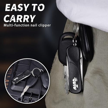 OUTU Keychain Nail Clippers Multitool, 7 in 1 EDC Utility Tool with Nail Clipper, Scissors, Gifts for Him Men Husband Dad Boyfriend (Black) - size: Black