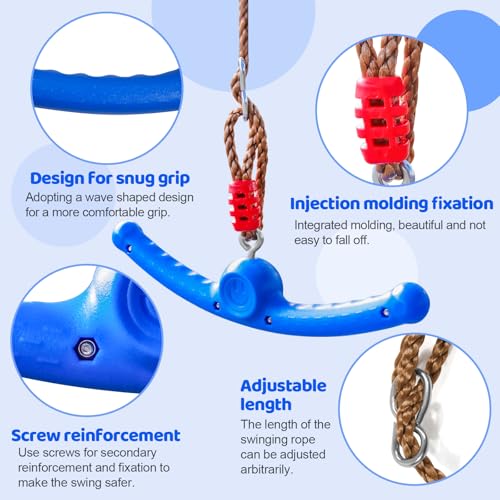 Ninja Swing-Twister 360° Spin Handle: Kids Slackline Accessories & Swing Attachment - Activate Ninja Powers with Epic Twist-Spin Flips! (Blue - Backyard/Playground Hang Toy) - color: Blue