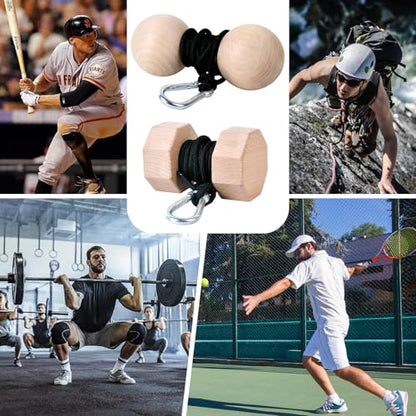Wooden Wrist Roller and Forearm Strengthener,Grip Strength Trainer,Arm Blaster Exerciser,Strength Trainer For Fingers and Wrist. - color: Ball