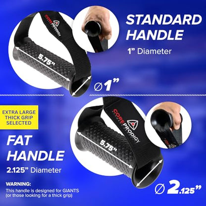 Core Prodigy Heavy Duty Exercise Handles - Grip Attachments for Cable Machine Pulleys, Gym Equipment, Resistance Bands, and Weight Lifting - style: Fat / Thick