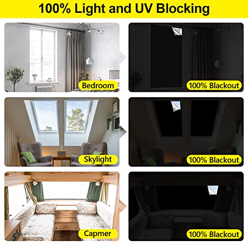 FADOTY 100% Blackout Curtains 2 Pack, 57"x 118" Black Out Window Cover | Blackout Window Film Shades Blinds, Cuttable, No Drill, Sun Heat Light Blocker for Bedroom, Nursery, Media Room, RV, Black - color: Black, size: 57"W x 118"H (Pack of 2)