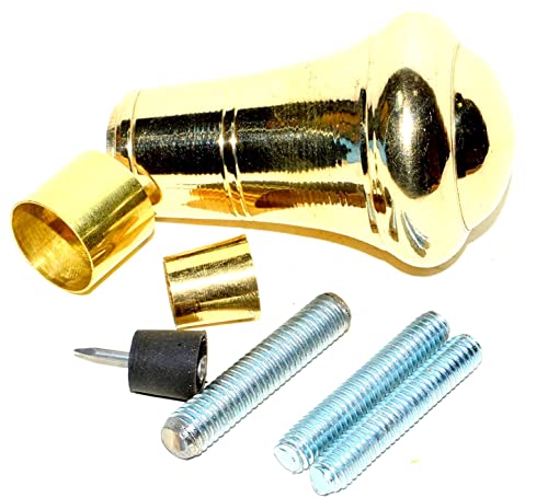 Metal Hardware Set with Threaded Bolts, Gold Decorative Caps, Rubber Stopper, Mounting Screws, Industrial Assembly Kit