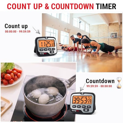 TempPro TM01 Kitchen Timers for Cooking with Count Up Countdown Timer, Digital Timer for Kids Students with Touch Backlight, Study Timers for Classroom Teacher Supplies(Previously ThermoPro) - size: Digital Timer 1 Pack