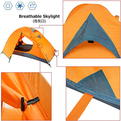 Azarxis 1 2 3 Person 3 Season Tent for Camping Backpacking Hiking Easy Set Up Waterproof Lightweight Professional Double Layer Aluminum Rod & Carry Bag - color: #1 Green - 2 Person - 4 Season