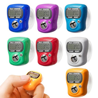 Sewery Electronic Finger Tally Counter 7-Pack, Mini LCD Digital Display Tally Counter, Handheld Counter Clicker Pitch Counter for Coaching, Knitting, Lap, Fishing, Golf and Row