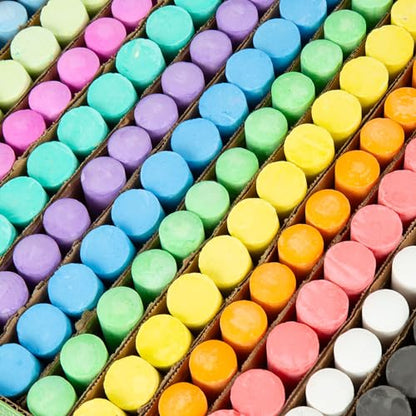 100PCS Washable Sidewalk Chalks Set in 10 Colors Non-Toxic Coloured Chalk Pavement for Kids Jumbo Chalk for Toddler Painting on Blackboard, Playground, Party