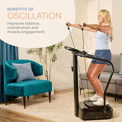 Lifepro Rhythm Vibration Plate Exercise Machine with 99 Speed Levels | Heart Rate Monitor, Resistance Bands, Cup Holder, Phone Holder — Vibration Plate for Lymphatic Drainage & Full Body Workout