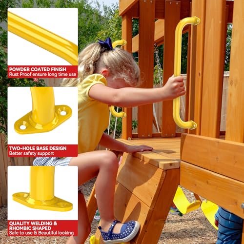 17.3 Inch Playground Handles Monkey Bars Indoor | Metal Grab Handle Hand Grips for Treehouse (Yellow, 6 Pack) - color: Yellow