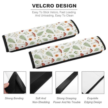 2 Piece Botanical Mushroom Fern Wild Flower Car Seat Belt Pad Breathable Seat Belt Cushion for Child, Stroller Pushchair High Chair, Easy Install (No Tool) - color: Pattern 921