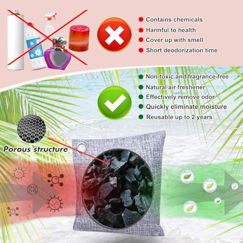 Activated Charcoal Odor Absorber for Strong Odor, Basement, Cars, Closets, Shoes, Smoke. 8 Pack Bamboo Charcoal Air Purifying Bags Deodorizer Odor Eliminator for Home - style: 8 Pack