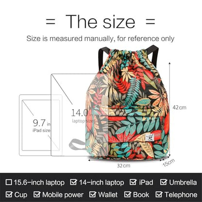 Waterproof Drawstring Bag, Gym Bag Sackpack Sports Beach Backpack for Men Women - color: 03-red Leaf