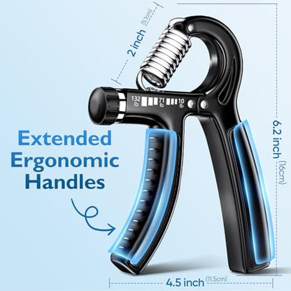 FitBeast Grip Strengthener Forearm Strengthener, Adjustable Hand Grip Strengthener for Strength Training & Rehabilitation, 10-132 lbs Resistance, Ideal for Athletes and Physical Therapy (1 Piece) - color: Black
