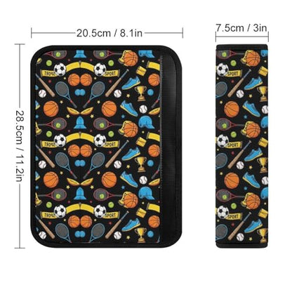 2 Pack Sports Basketball Football Baseball Tennis Ball Pattern Car Seat Straps Shoulder Pads Universal Fit Neck Strap Covers for Adults and Children, All Vehicles, Pressure Relief - color: Pattern 915