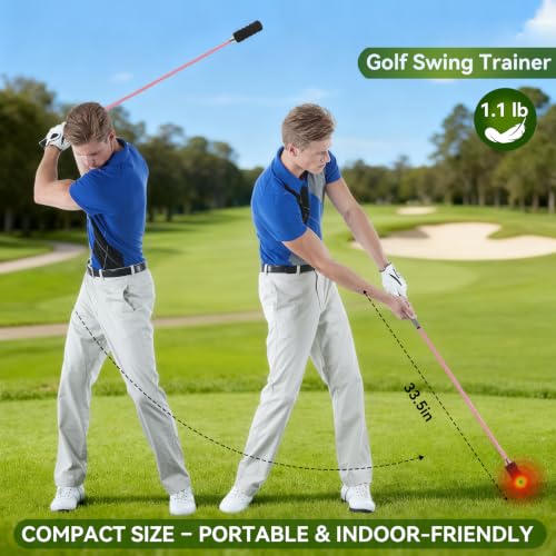 Golf Swing Trainer - Grip & Tempo Trainer with Click Stick | Click Feedback, Warm Up Training Aid, Speed Trainer, Rhythm & Wrist Angle Correction, Portable, For Beginners to Pros