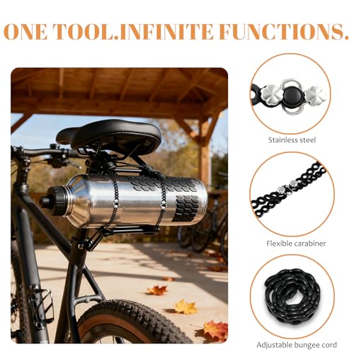 Modular Straps (4-Pack), Gear Tie, EDC Multi-Tool Strap for Camping, Travel & Outdoor Survival（Black） - color: Black four