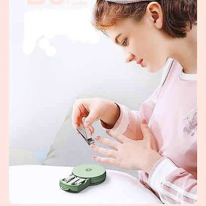 Portable 3-in-1 Stainless Steel Manicure Set with Macaron Green Carrying Case - Includes Nail Clippers, Nail Files, and Cuticle Trimmer - Ideal Travel Nail Cutter Kit for Men and Women