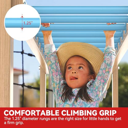 16.5 Inch Monkey Bars Kit Monkey Bar Ladder Rungs (Light Blue, 12 Pcs) | Indoor Outdoor Metal Monkey Bars for Backyard - color: Light Blue