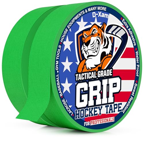 D-Xam Hockey Tape Black Grip Tape 2 Roll Athletic Sports Tape 1inch Multipurpose Cloth Tape for Lacrosse Stick Handles Pullup Bars Tools Fingers Water-Resistan Protect from Scratches Smudges - color: Green