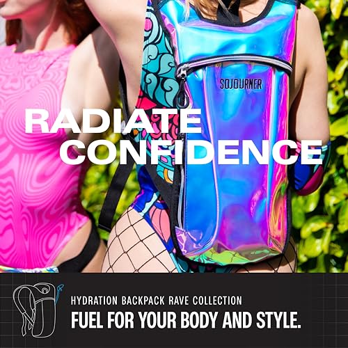Sojourner Rave Hydration Pack - Hydration Backpack - Hydropack with 2L Bladder - Water Backpack for Festivals, Hiking, Running, Biking and More - color: Transparent Clear