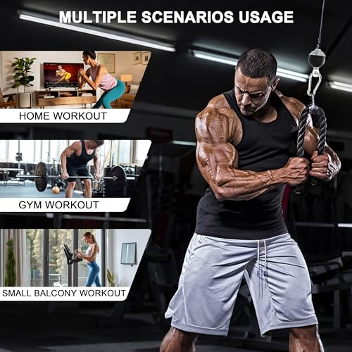 Cable Pulley System for Home Gym, Silent Heavy Duty Pulley Kit Fits 1 & 2" Plates, Tricep Pull Down & Bicep Curl Attachment for Power Racks, 350LBS Capacity Strength Training Equipment