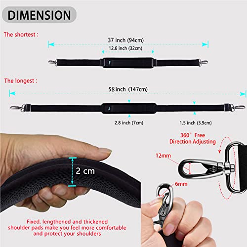 ZINZ Shoulder Strap 58" Ultra-Thick Fixed Padded and Adjustable Buckles Crossbody Strap for Briefcase Laptop Bag Luggage - color: Black