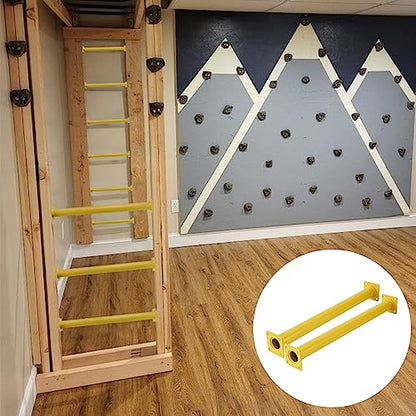 6 Pcs Yellow Outdoor Monkey Bars Ladder Rungs Playground Accessories | Heavy Duty Solid Constructed, Non-Slip Matte Powder Coated Weather Resistant, Hardware Include, Playset Swing Set Jungle Gym - color: Yellow