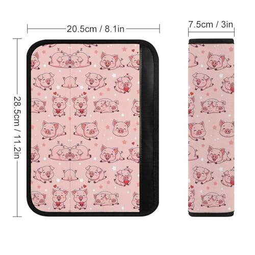 2 Pack Cute Funny Pigs Pink Car Seat Belt Pad Universal Soft and Comfortable Harness Pads Strap for Adult Use, Most Cars, Easy Install (No Tool) - color: Pattern 1084
