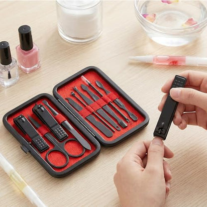 Grooming Kit Home and Travel-Manicure Set 8, Nail Clipper Set, Portable Nail Kit, Travel Nails Kits(Black) - color: Black, size: 10 Piece Set