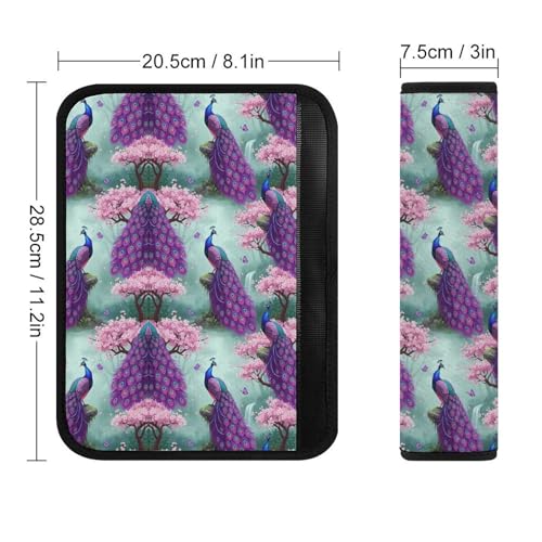 2 Pack Universal Soft And Comfortable Seat Belt Cover for Kids, Car Seats Pushchair Strollers High Chair Pushchair, Peacock Vibrant Purple Blue Bird Waterfall Flower Butterfly Seat Belt Cushion - color: Pattern 1195