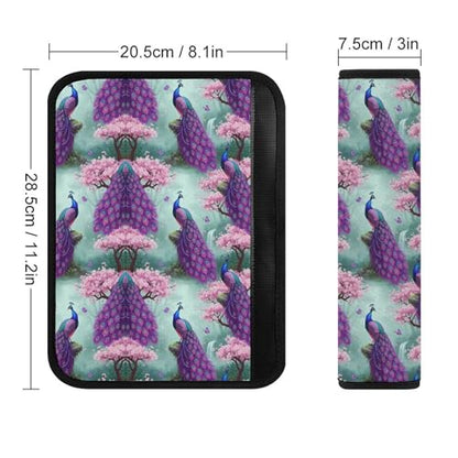 2 Pack Universal Soft And Comfortable Seat Belt Cover for Kids, Car Seats Pushchair Strollers High Chair Pushchair, Peacock Vibrant Purple Blue Bird Waterfall Flower Butterfly Seat Belt Cushion - color: Pattern 1195