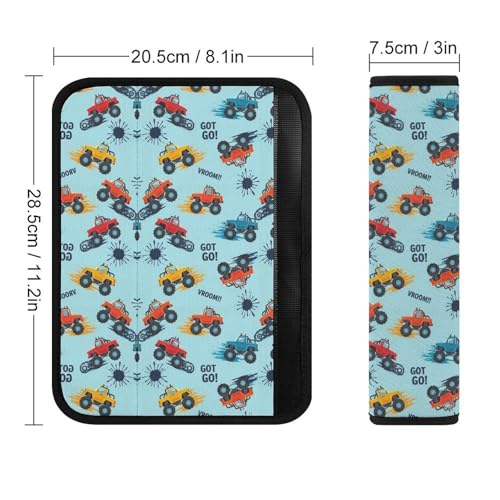 Soft Padded Car Seat Straps Shoulder Pads for Elderly Support, All Vehicles, 1 Pair Monster Trucks Shoulder Protector Anti-Slip Pad - color: Pattern 852