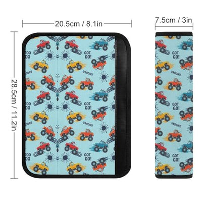 Soft Padded Car Seat Straps Shoulder Pads for Elderly Support, All Vehicles, 1 Pair Monster Trucks Shoulder Protector Anti-Slip Pad - color: Pattern 852