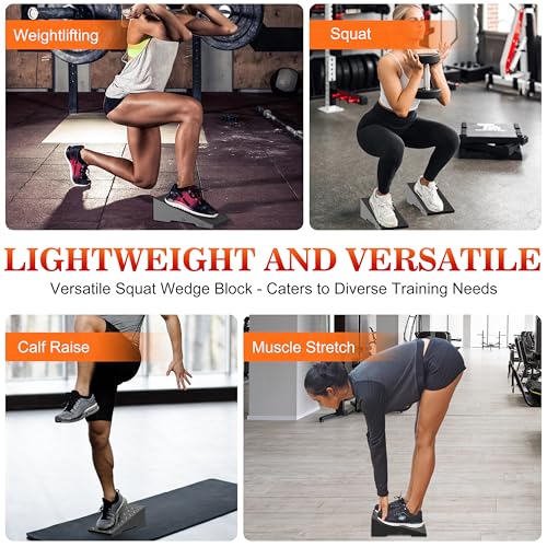 Steel Squat Wedge, 2 Pcs 800 lbs Max Capacity Block for Deeper Squat | 16° Ergonomic Heel Elevation; Non-Slip Feet; Anti-Slip Textured Top; Easy to Carry; Weightlifting; Foot Stretches; Home Gym