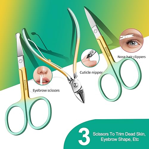 Manicure Set 30 in 1 Nail Clippers Set,Nail Manicure Kit for Women,RedFlow Toenail Clippers,Pedicure Kit,Pedicure Tools,Suitable for Travel Manicure Tools,Toe Nail Kit,Nail Care Kit(Yellow Green) - color: Yellow Green