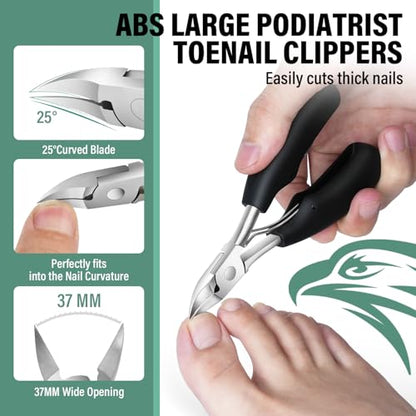 Toenail Clippers for Thick Toenails for Seniors, Angled Head Large Toe Nail Clippers for Ingrown Nails, Sharp Nail Cutter with Catcher Long Handle, Heavy Duty Nail Clippers Set for Thick Toenails - style: Professional Nail Clipper Set