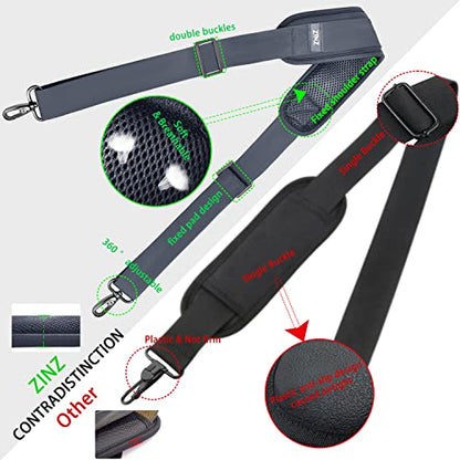 ZINZ Shoulder Strap 78" Universal Handbag Strap with Ultra-thick Fixed Padded and Dual Balanced Adjustable Buckles Shoulder Crossbody Strap for Briefcase Messenger Bag Laptop bag Luggage，Dark Gray - color: Dark Gray