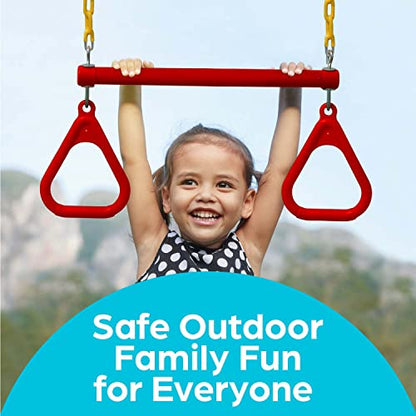 Jungle Gym Kingdom Swing Sets for Backyard, Monkey Bars & Swingset Accessories - Set Includes 18" Trapeze Swing Bar & 48" Heavy Duty Chain with Locking Carabiners - Outdoor Play Equipment (Red) - color: Red