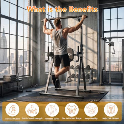 YYJO Foldable Pull Up Bar Free Standing Multi-function Power Tower Dip Bar with Assistance Bands Home Gym Strength Training Equipment - color: Black 03