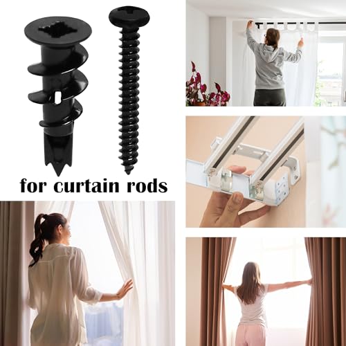 50Pc #8 Black Self Drilling Metal Drywall Anchors Heavy Duty and Screws kit | 25 Heavy Duty Hollow Sheetrock Anchors + 25 #8 1-1/4'' Screw, No Pre Drill Hole Required - Hold 75lbs for Hanging or Mounting