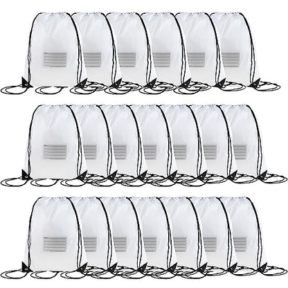 20 Pcs Drawstring Bags,Bulk Draw String Backpack, DIY Gym Sports Cinch Bag Sackpack for Women Men, White - color: White
