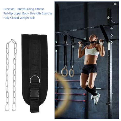 Weighted Dip Belt with Galvanized Chain for Pull-ups and Dips Knitted Tape Support for Back Comfort Muscle Strengthening Resistance Equipment for Weight Training and Fitness