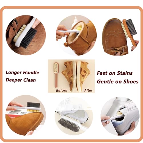 2-in-1 Suede Brush & Eraser for Shoes – Orange | Rubber Brush With Soft Plastic Bristles; Cleans Suede, Nubuck & Delicate Leather; Built-In Eraser Block - color: orange